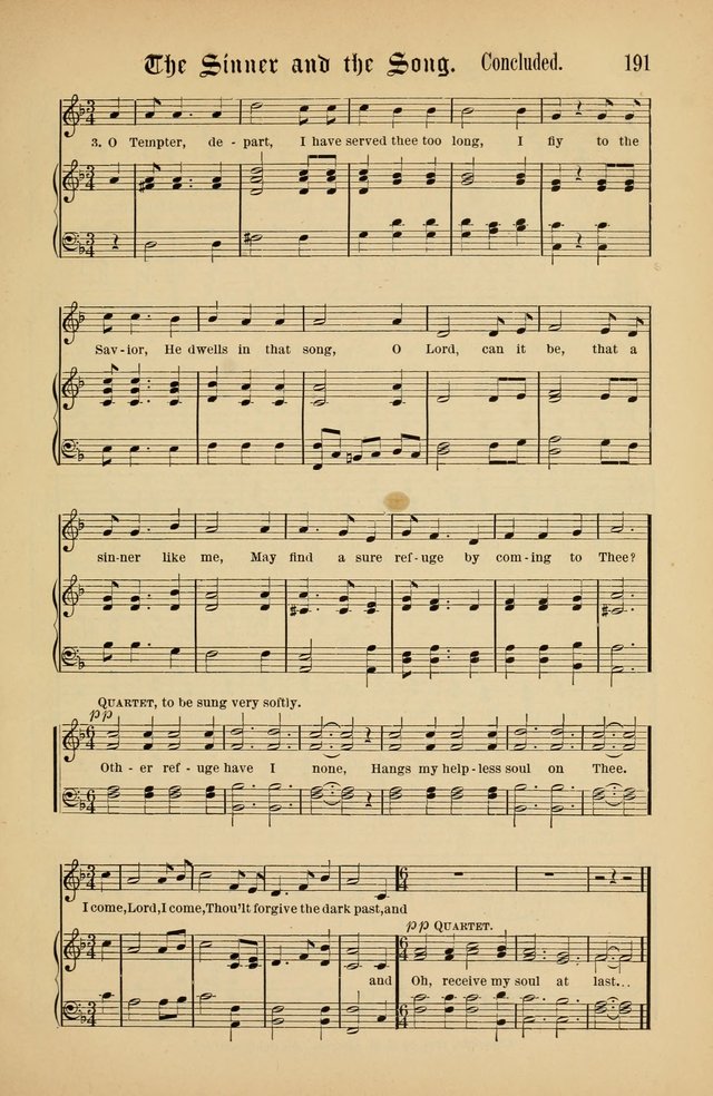 The Peacemaker: a collection of sacred songs and hymns for use in all services of the church, Sunday-school, home circle, and all kinds of evangelistic work page 191