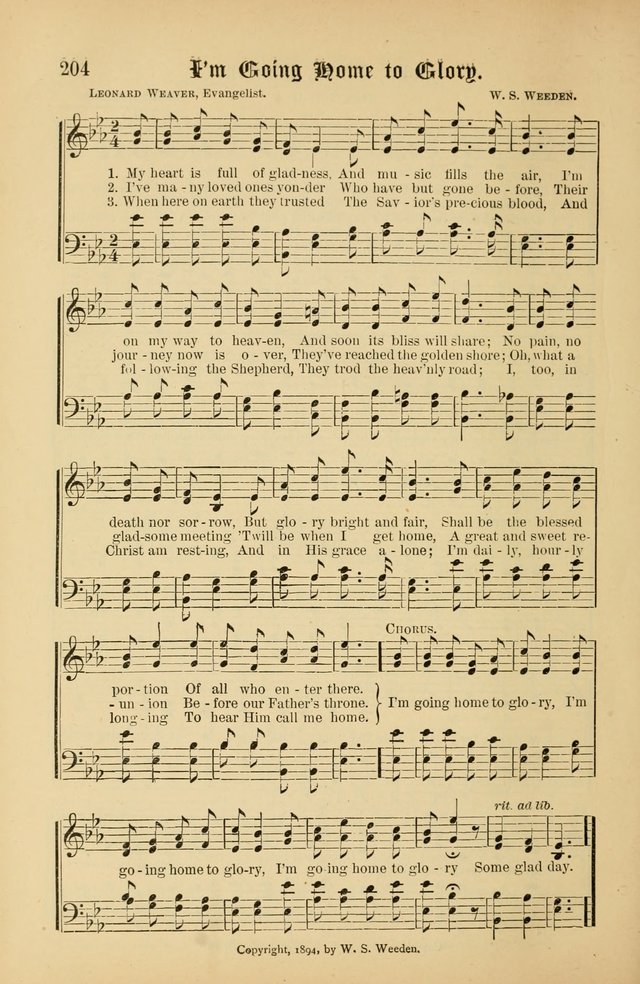 The Peacemaker: a collection of sacred songs and hymns for use in all services of the church, Sunday-school, home circle, and all kinds of evangelistic work page 204
