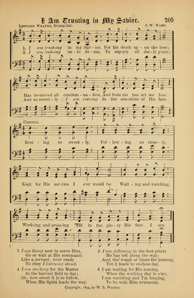 The Peacemaker: a collection of sacred songs and hymns for use in all services of the church, Sunday-school, home circle, and all kinds of evangelistic work page 205