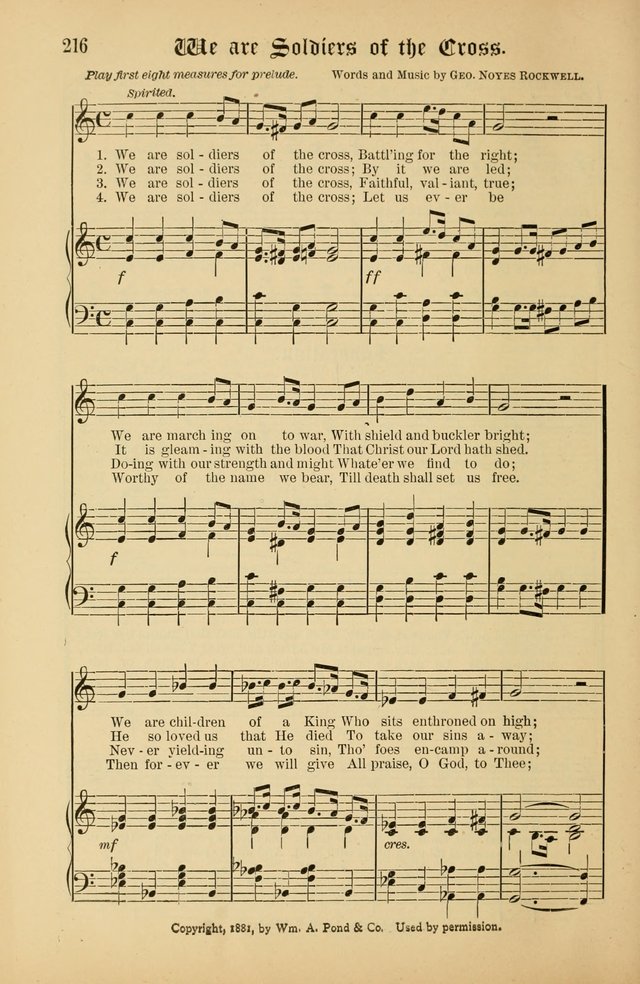 The Peacemaker: a collection of sacred songs and hymns for use in all services of the church, Sunday-school, home circle, and all kinds of evangelistic work page 216