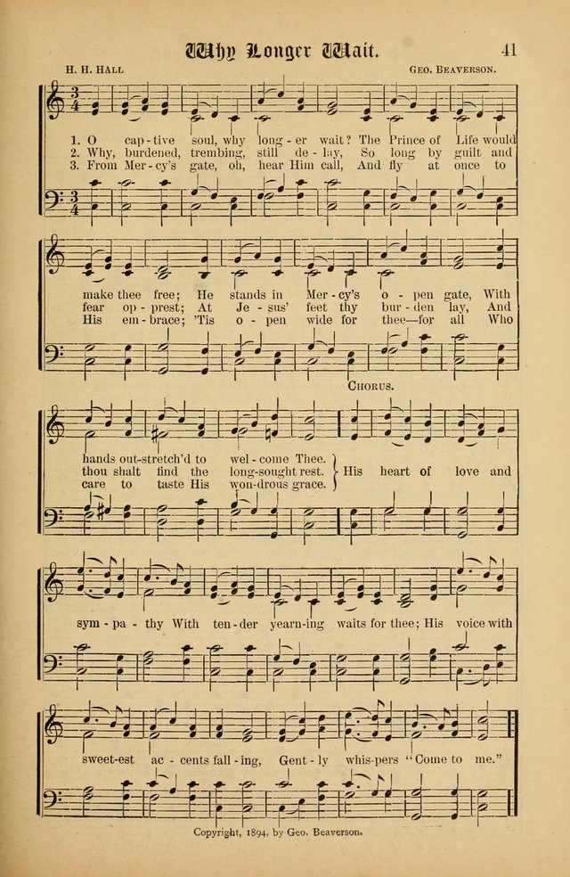 The Peacemaker: a collection of sacred songs and hymns for use in all services of the church, Sunday-school, home circle, and all kinds of evangelistic work page 41