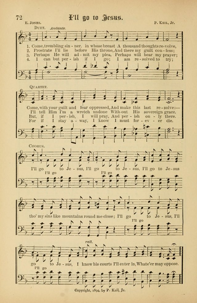 The Peacemaker: a collection of sacred songs and hymns for use in all services of the church, Sunday-school, home circle, and all kinds of evangelistic work page 72