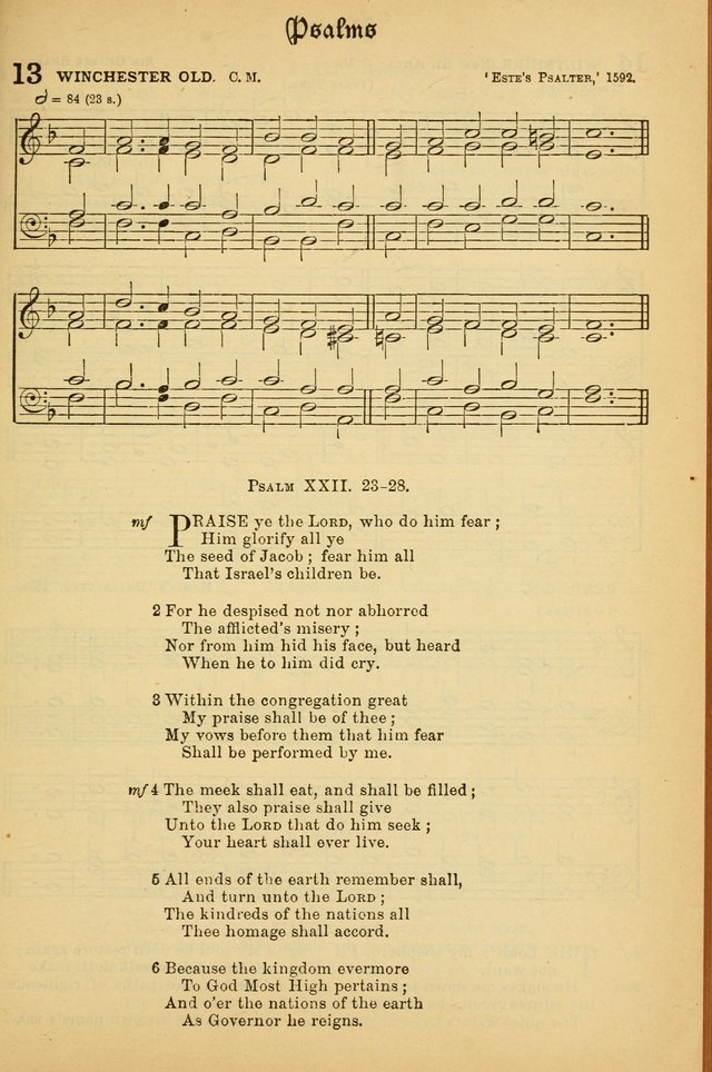The Presbyterian Book of Praise: approved and commended by the General Assembly of the Presbyterian Church in Canada; With tunes; Part I. Selections from the Psalter. Part II. The Hymnal, rev, and en. page 13