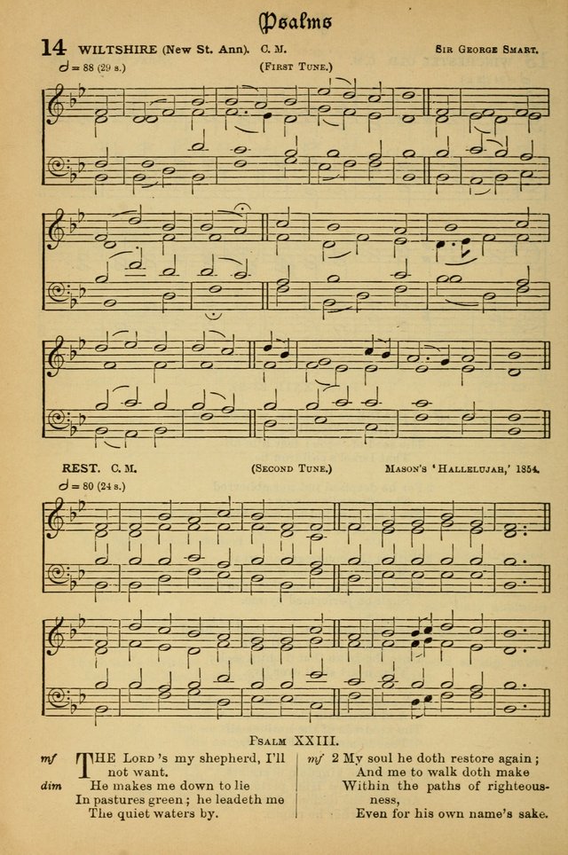 The Presbyterian Book of Praise: approved and commended by the General Assembly of the Presbyterian Church in Canada; With tunes; Part I. Selections from the Psalter. Part II. The Hymnal, rev, and en. page 14