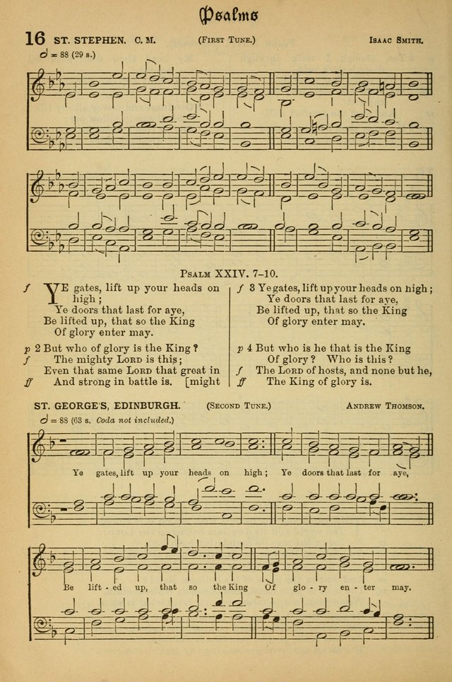 The Presbyterian Book of Praise: approved and commended by the General Assembly of the Presbyterian Church in Canada; With tunes; Part I. Selections from the Psalter. Part II. The Hymnal, rev, and en. page 16
