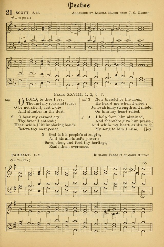 The Presbyterian Book of Praise: approved and commended by the General Assembly of the Presbyterian Church in Canada; With tunes; Part I. Selections from the Psalter. Part II. The Hymnal, rev, and en. page 21