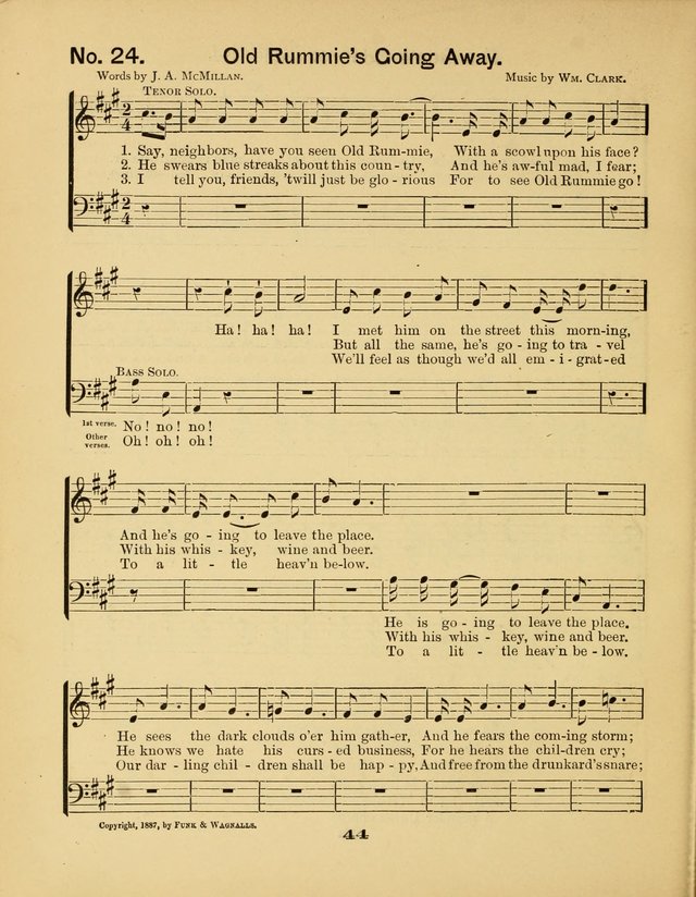 Prohibition Bells and Songs of the New Crusade: for Temperance Organizations, Reform Clubs, Prohibition Camps, and Political Campaigns page 44