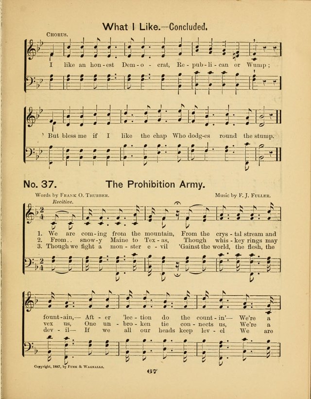 Prohibition Bells and Songs of the New Crusade: for Temperance Organizations, Reform Clubs, Prohibition Camps, and Political Campaigns page 67