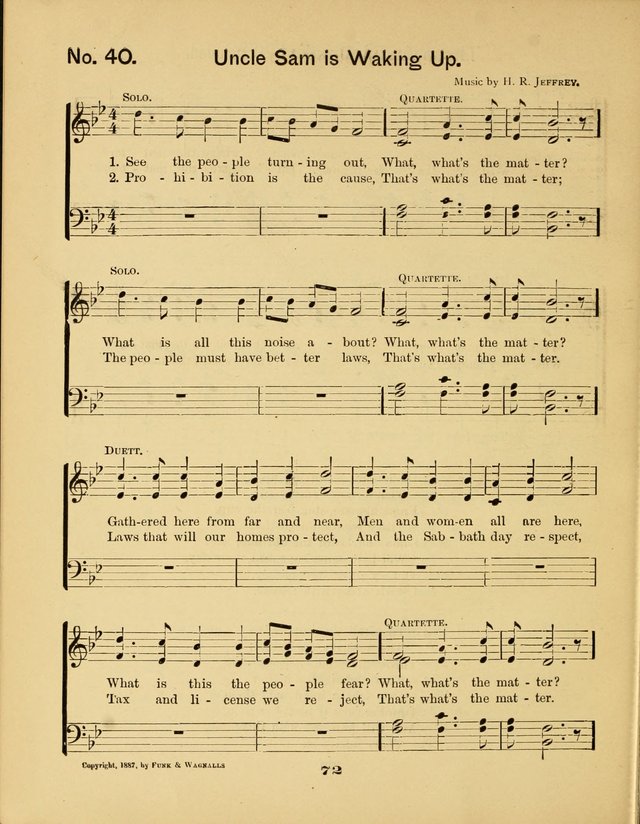 Prohibition Bells and Songs of the New Crusade: for Temperance Organizations, Reform Clubs, Prohibition Camps, and Political Campaigns page 72