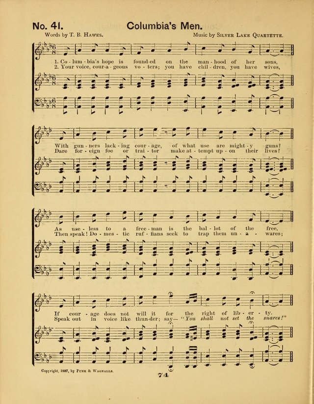 Prohibition Bells and Songs of the New Crusade: for Temperance Organizations, Reform Clubs, Prohibition Camps, and Political Campaigns page 74