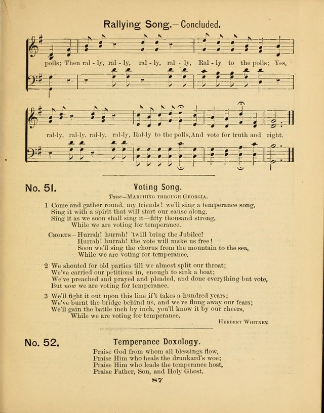 Prohibition Bells and Songs of the New Crusade: for Temperance Organizations, Reform Clubs, Prohibition Camps, and Political Campaigns page 87