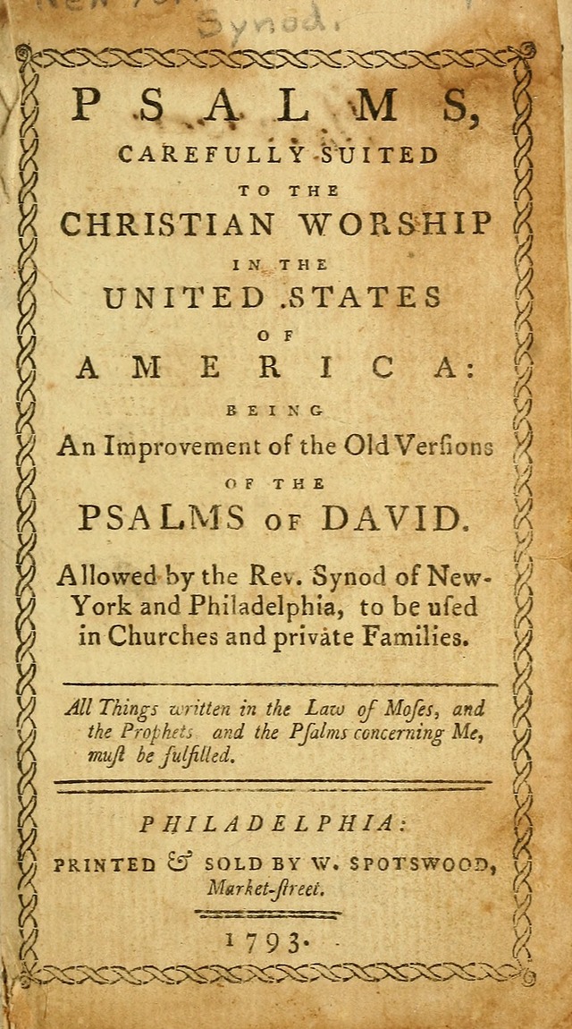 Psalms: carefully suited to the Christian worship in the United States of America: being an improvement of the old versions of the Psalms of David page iii