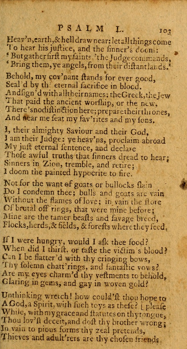 Psalms, carefully suited to the Christian worship in the United States of America: being an improvement of the old version of the Psalms of David ; allowed by the reverend Synod of New York and Philad page 103