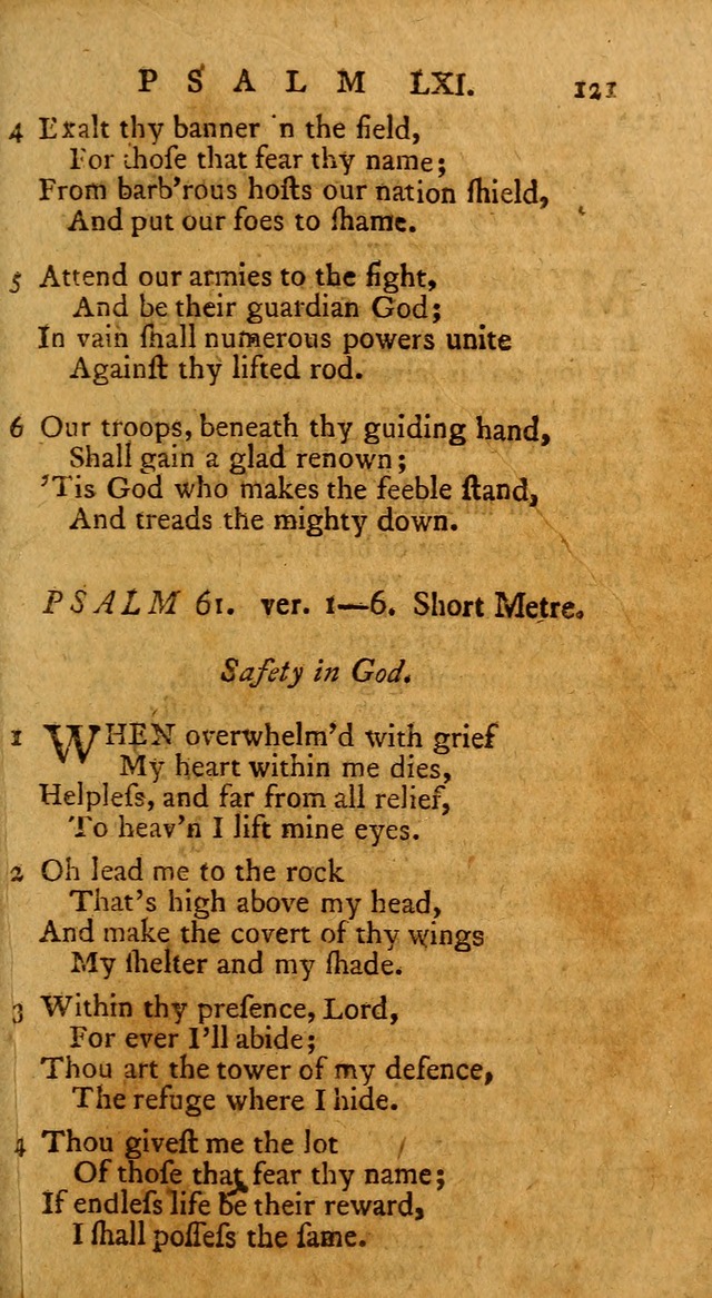 Psalms, carefully suited to the Christian worship in the United States of America: being an improvement of the old version of the Psalms of David ; allowed by the reverend Synod of New York and Philad page 121