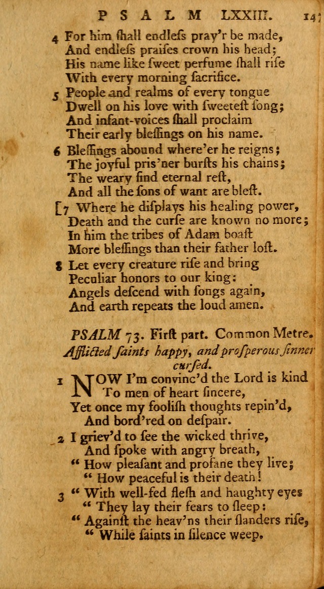 Psalms, carefully suited to the Christian worship in the United States of America: being an improvement of the old version of the Psalms of David ; allowed by the reverend Synod of New York and Philad page 147