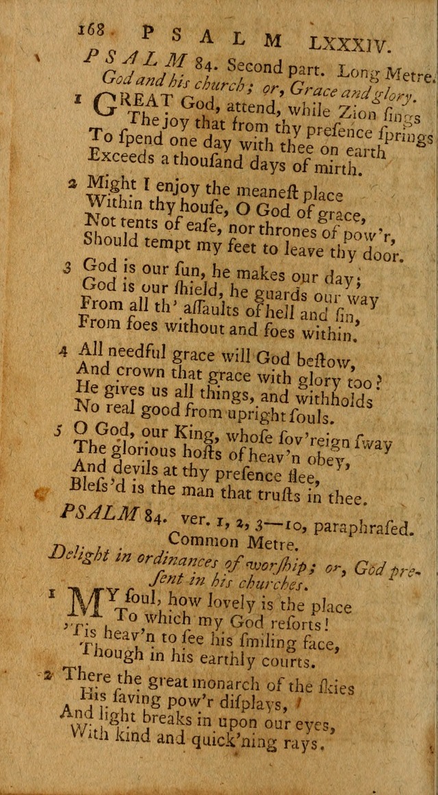 Psalms, carefully suited to the Christian worship in the United States of America: being an improvement of the old version of the Psalms of David ; allowed by the reverend Synod of New York and Philad page 168
