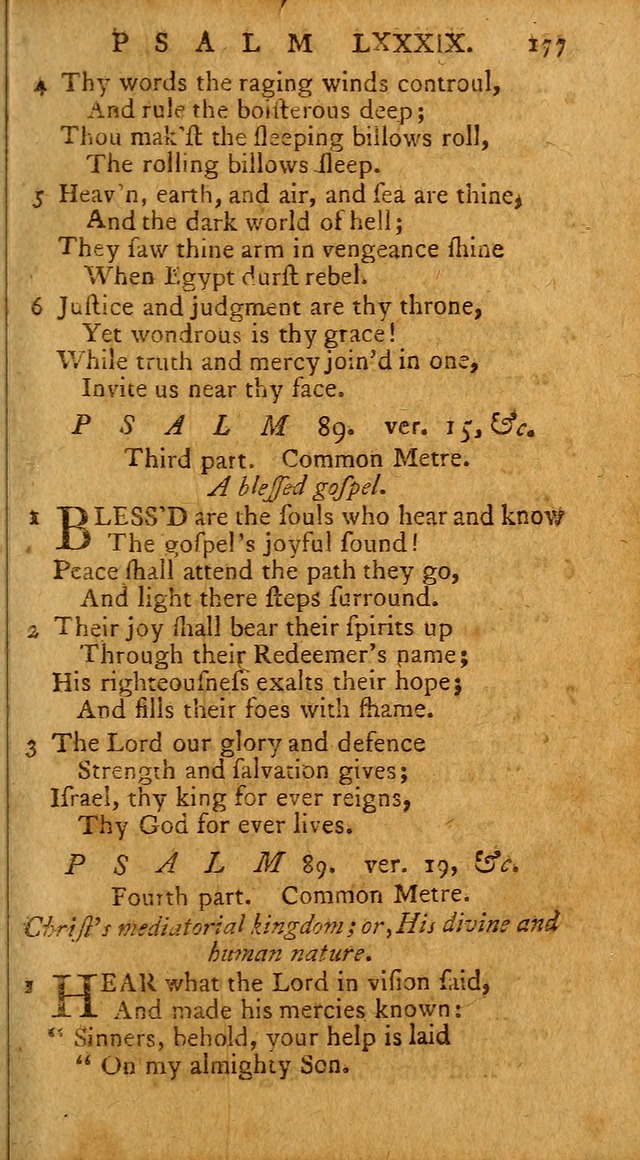 Psalms, carefully suited to the Christian worship in the United States of America: being an improvement of the old version of the Psalms of David ; allowed by the reverend Synod of New York and Philad page 177