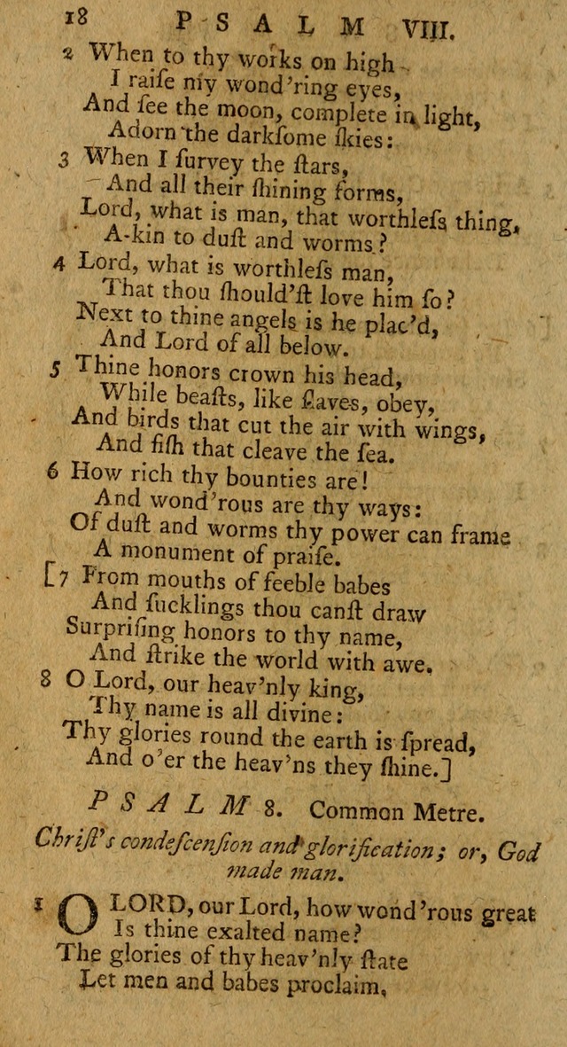 Psalms, carefully suited to the Christian worship in the United States of America: being an improvement of the old version of the Psalms of David ; allowed by the reverend Synod of New York and Philad page 18