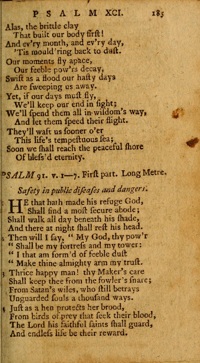 Psalms, carefully suited to the Christian worship in the United States of America: being an improvement of the old version of the Psalms of David ; allowed by the reverend Synod of New York and Philad page 185