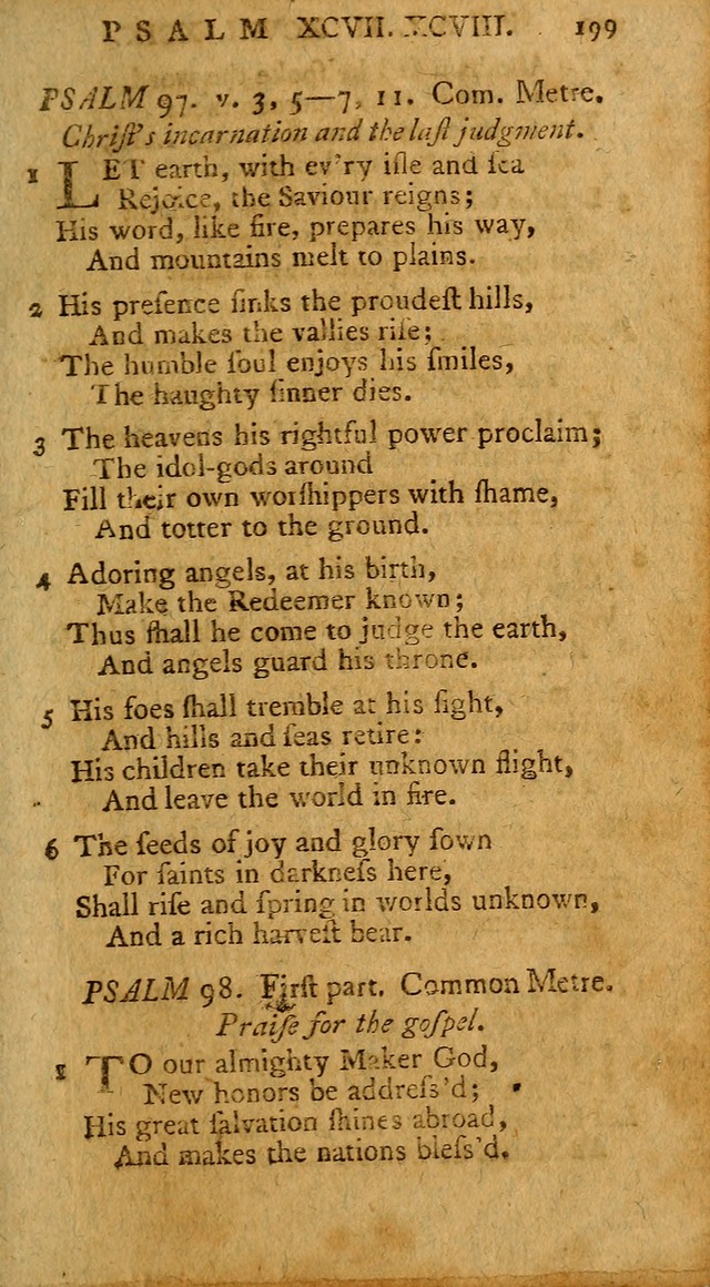 Psalms, carefully suited to the Christian worship in the United States of America: being an improvement of the old version of the Psalms of David ; allowed by the reverend Synod of New York and Philad page 199