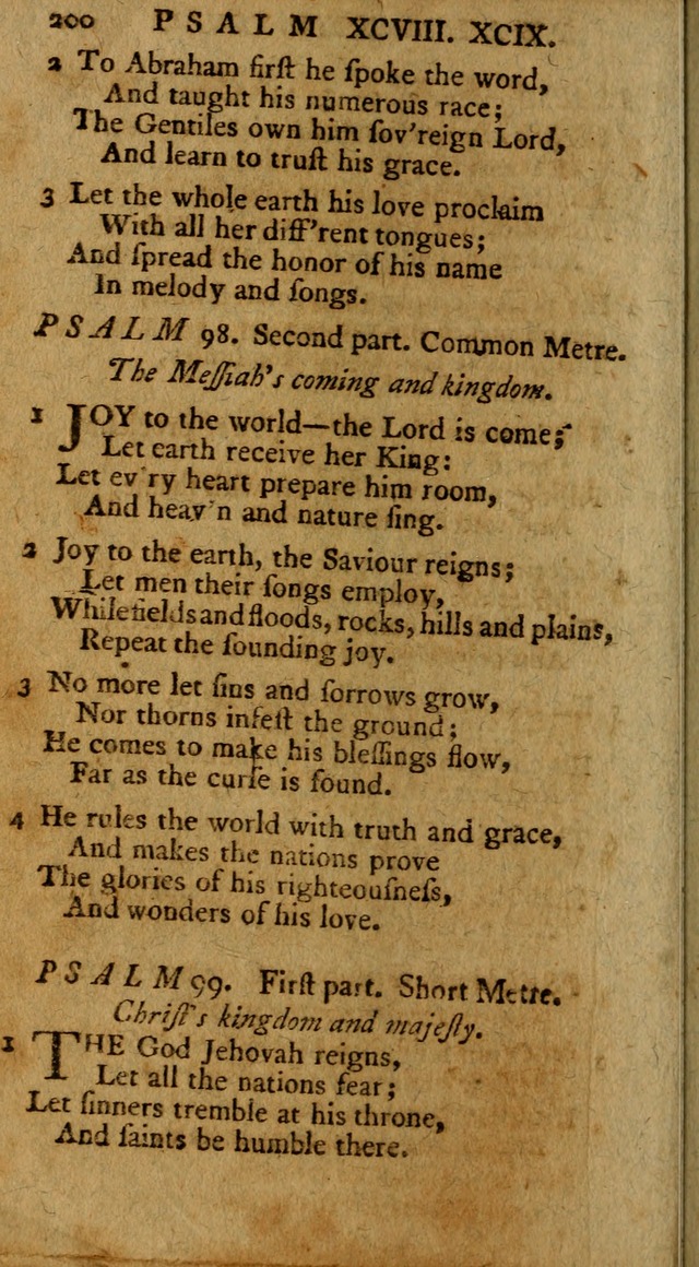 Psalms, carefully suited to the Christian worship in the United States of America: being an improvement of the old version of the Psalms of David ; allowed by the reverend Synod of New York and Philad page 200