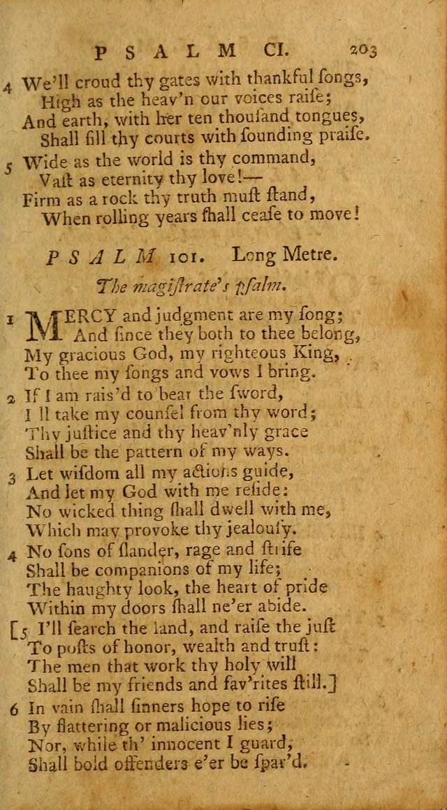 Psalms, carefully suited to the Christian worship in the United States of America: being an improvement of the old version of the Psalms of David ; allowed by the reverend Synod of New York and Philad page 203