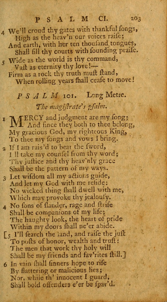 Psalms, carefully suited to the Christian worship in the United States of America: being an improvement of the old version of the Psalms of David ; allowed by the reverend Synod of New York and Philad page 203