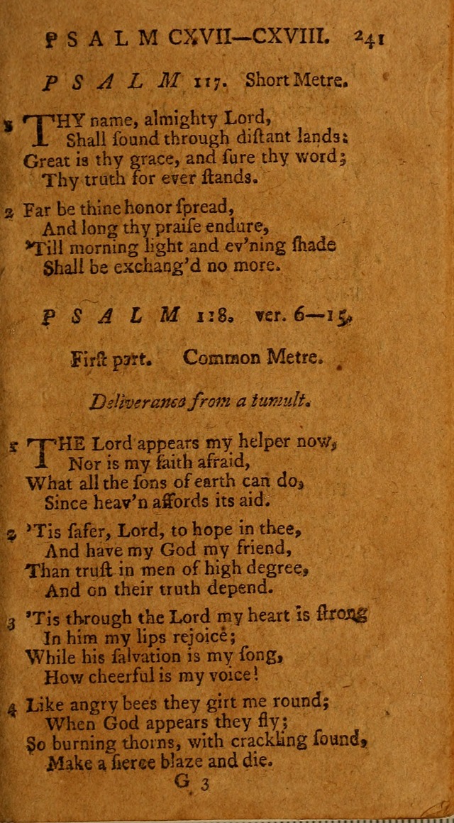 Psalms, carefully suited to the Christian worship in the United States of America: being an improvement of the old version of the Psalms of David ; allowed by the reverend Synod of New York and Philad page 243