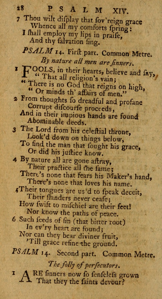 Psalms, carefully suited to the Christian worship in the United States of America: being an improvement of the old version of the Psalms of David ; allowed by the reverend Synod of New York and Philad page 28