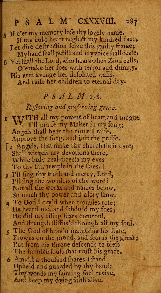 Psalms, carefully suited to the Christian worship in the United States of America: being an improvement of the old version of the Psalms of David ; allowed by the reverend Synod of New York and Philad page 289