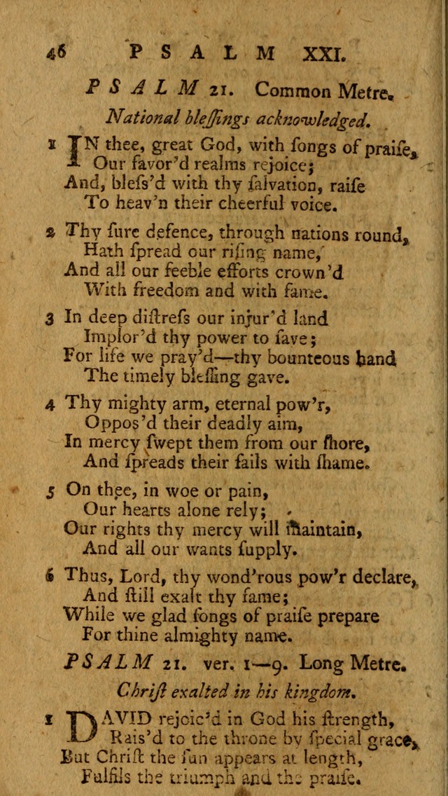 Psalms, carefully suited to the Christian worship in the United States of America: being an improvement of the old version of the Psalms of David ; allowed by the reverend Synod of New York and Philad page 46