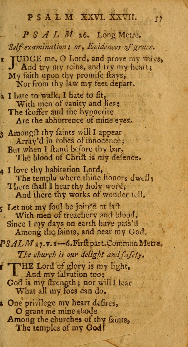 Psalms, carefully suited to the Christian worship in the United States of America: being an improvement of the old version of the Psalms of David ; allowed by the reverend Synod of New York and Philad page 57