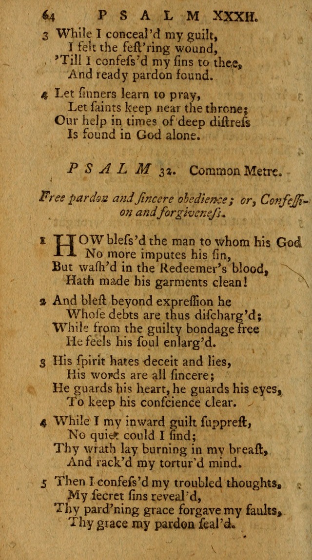 Psalms, carefully suited to the Christian worship in the United States of America: being an improvement of the old version of the Psalms of David ; allowed by the reverend Synod of New York and Philad page 64