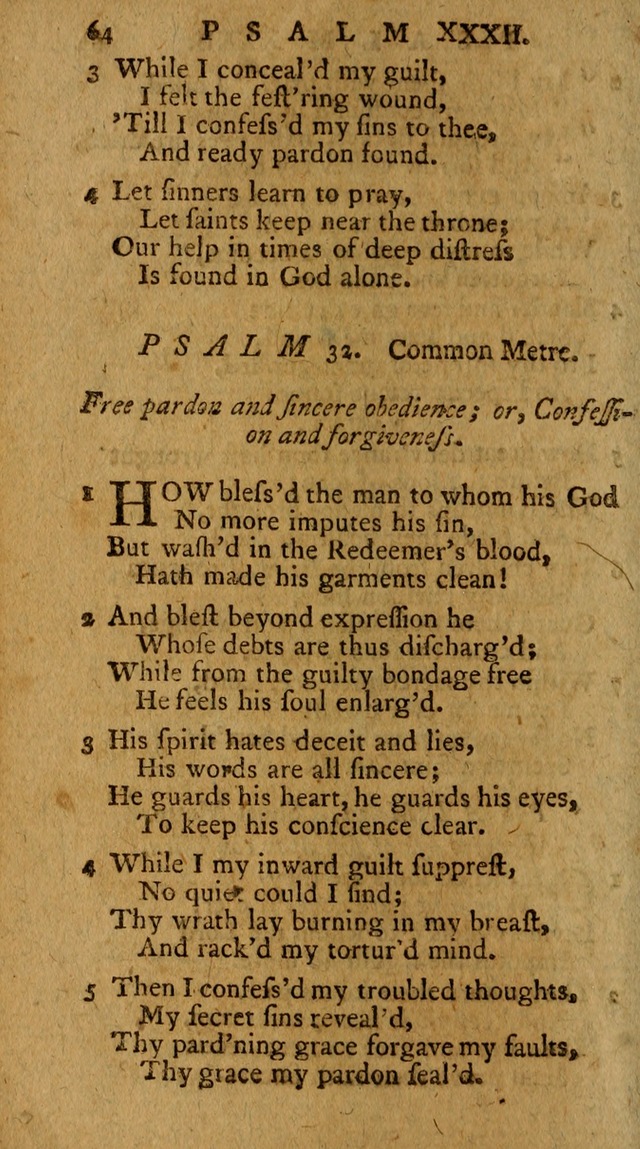 Psalms, carefully suited to the Christian worship in the United States of America: being an improvement of the old version of the Psalms of David ; allowed by the reverend Synod of New York and Philad page 64