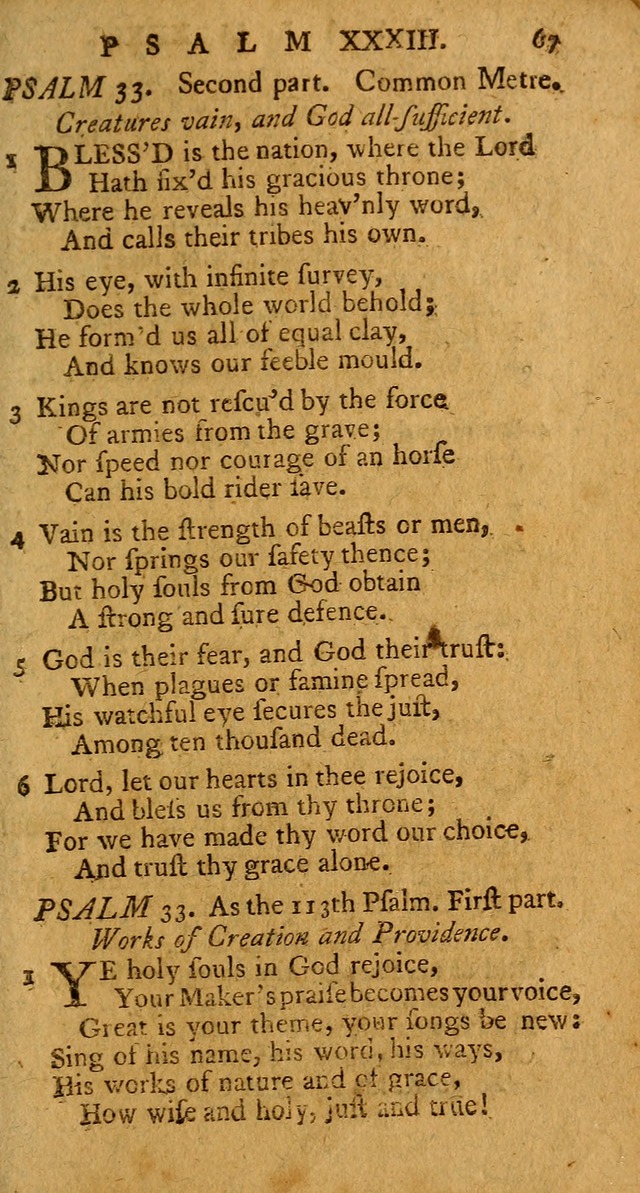 Psalms, carefully suited to the Christian worship in the United States of America: being an improvement of the old version of the Psalms of David ; allowed by the reverend Synod of New York and Philad page 67