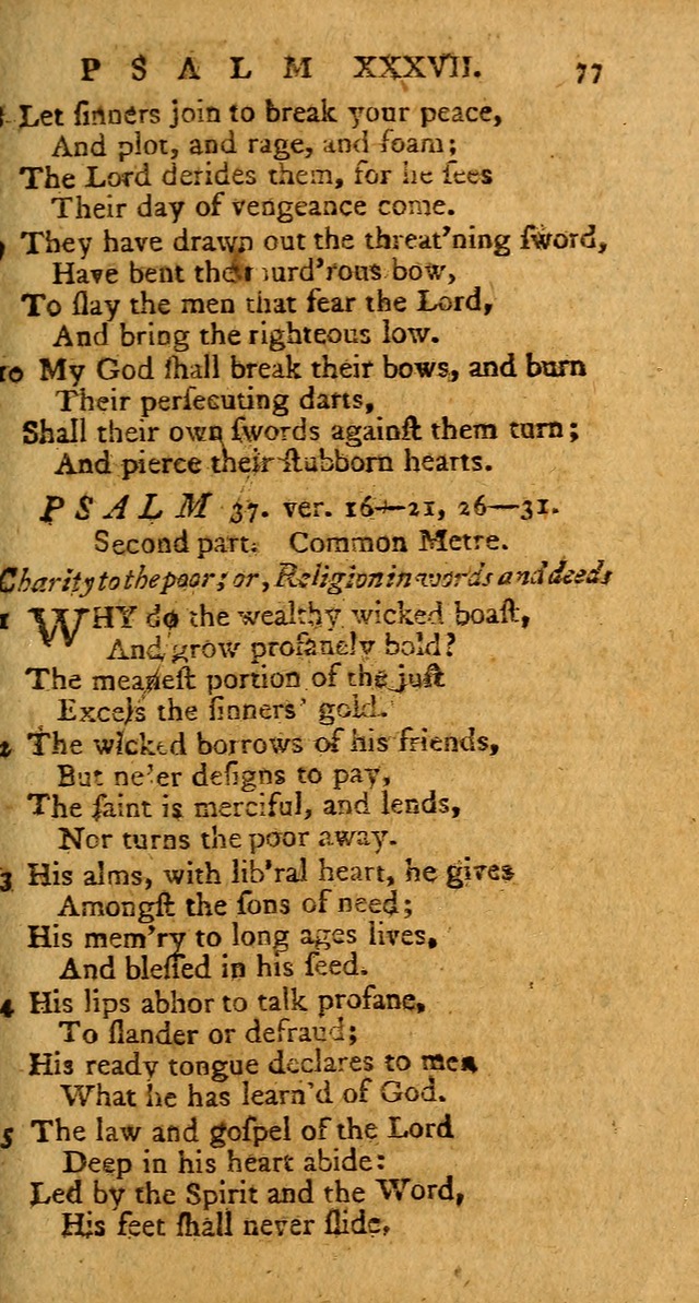 Psalms, carefully suited to the Christian worship in the United States of America: being an improvement of the old version of the Psalms of David ; allowed by the reverend Synod of New York and Philad page 77