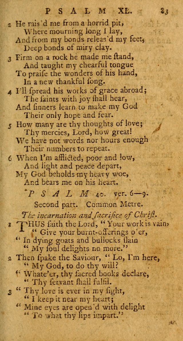 Psalms, carefully suited to the Christian worship in the United States of America: being an improvement of the old version of the Psalms of David ; allowed by the reverend Synod of New York and Philad page 83