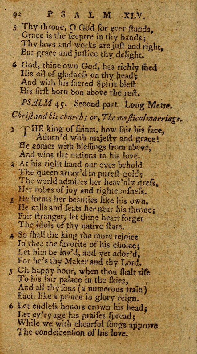 Psalms, carefully suited to the Christian worship in the United States of America: being an improvement of the old version of the Psalms of David ; allowed by the reverend Synod of New York and Philad page 92