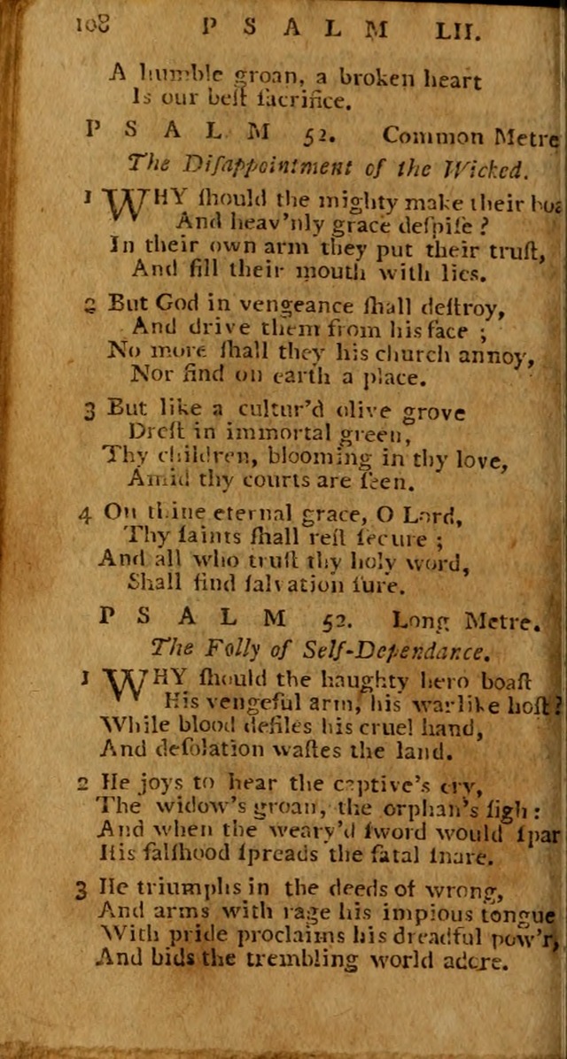 Psalms carefully suited to the Christian worship in the United States of America: being an improvement of the old versions of the Psalms of David ; a page 108