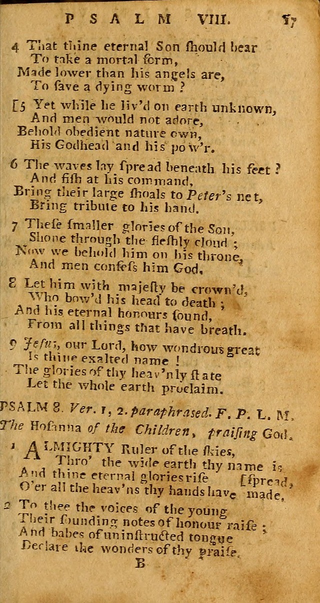 Psalms carefully suited to the Christian worship in the United States of America: being an improvement of the old versions of the Psalms of David ; a page 17