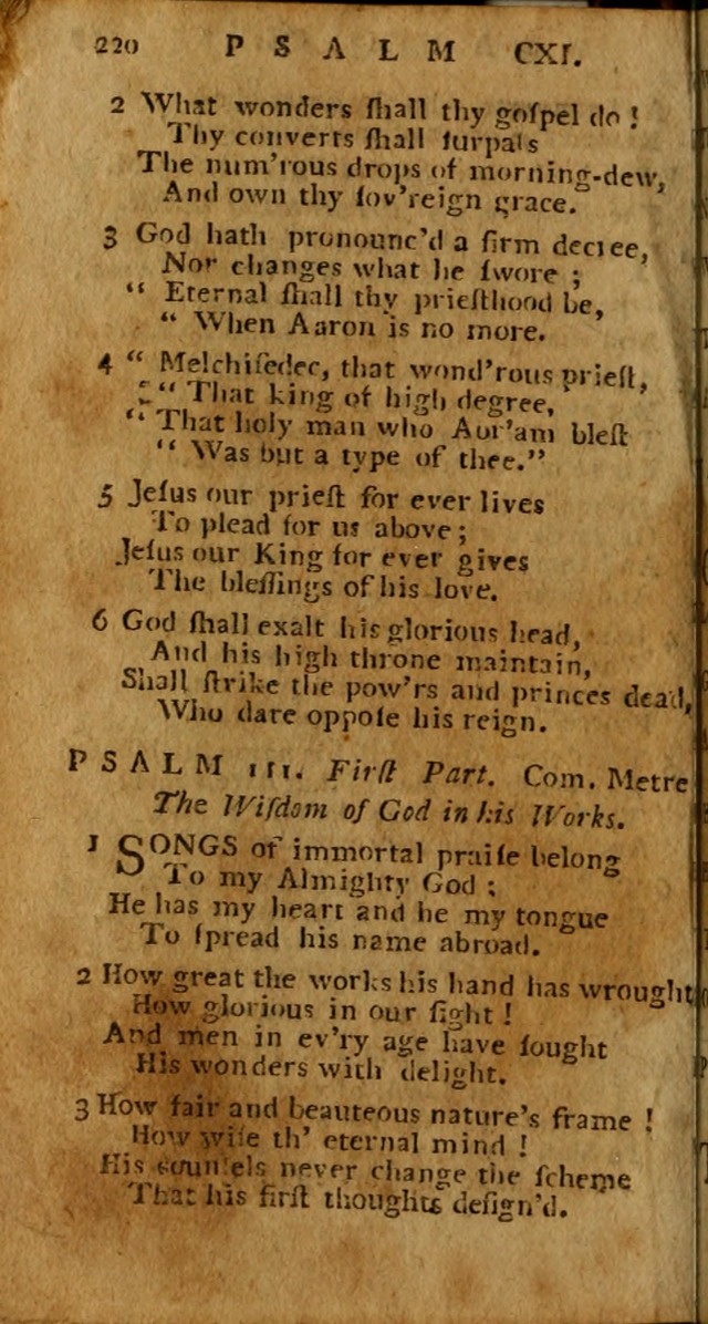 Psalms carefully suited to the Christian worship in the United States of America: being an improvement of the old versions of the Psalms of David ; a page 220