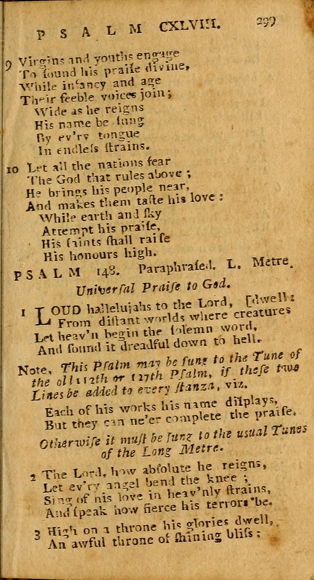 Psalms carefully suited to the Christian worship in the United States of America: being an improvement of the old versions of the Psalms of David ; a page 299