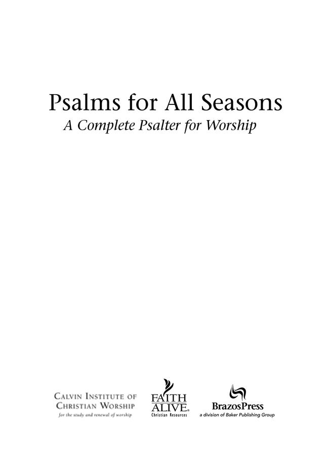 Psalms for All Seasons: a complete Psalter for worship page i