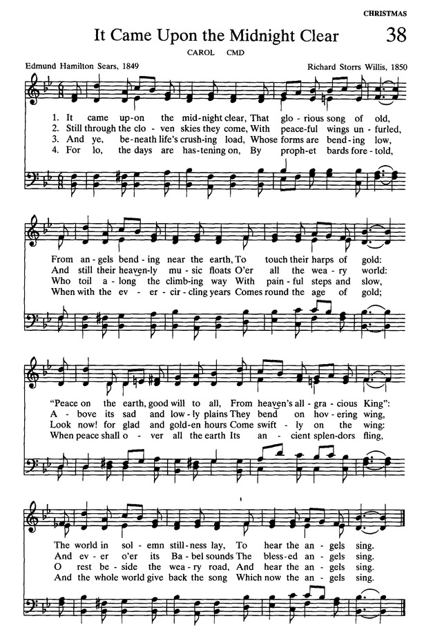 The Presbyterian Hymnal Hymns Psalms And Spiritual Songs 38 It Came Upon The Midnight Clear Hymnary Org