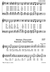 Shalom Chaverim Round Sheet Music, FREE!