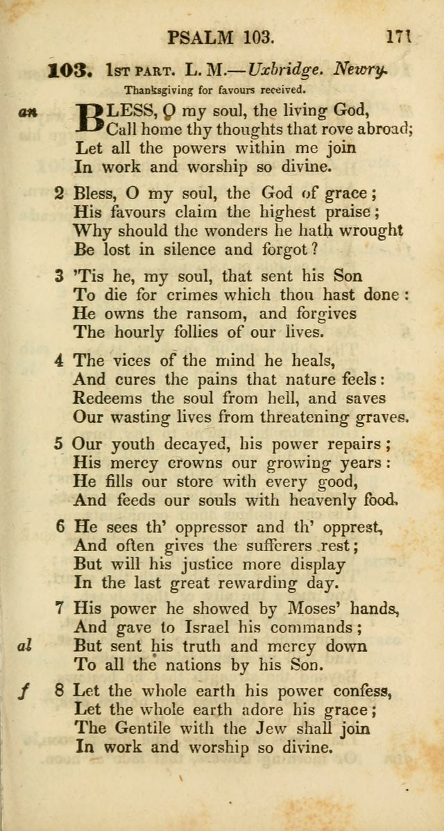 Psalms and Hymns, Adapted to Public Worship: and approved by the General Assembly of the Presbyterian Church in the United States of America: the latter being arranged according to subjects... page 171