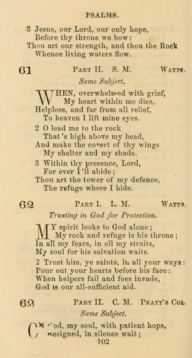 Psalms and Hymns: adapted to social, private and public worship in the Cumberland Presbyterian Chruch page 102