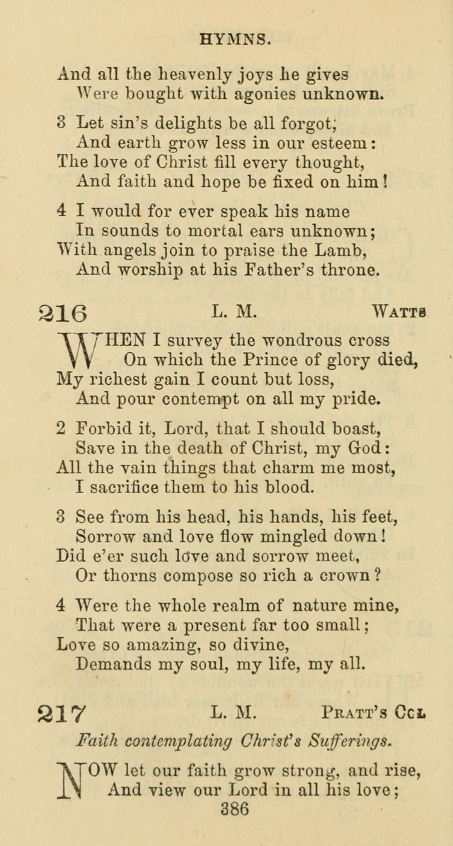 Psalms and Hymns: adapted to social, private and public worship in the Cumberland Presbyterian Chruch page 386