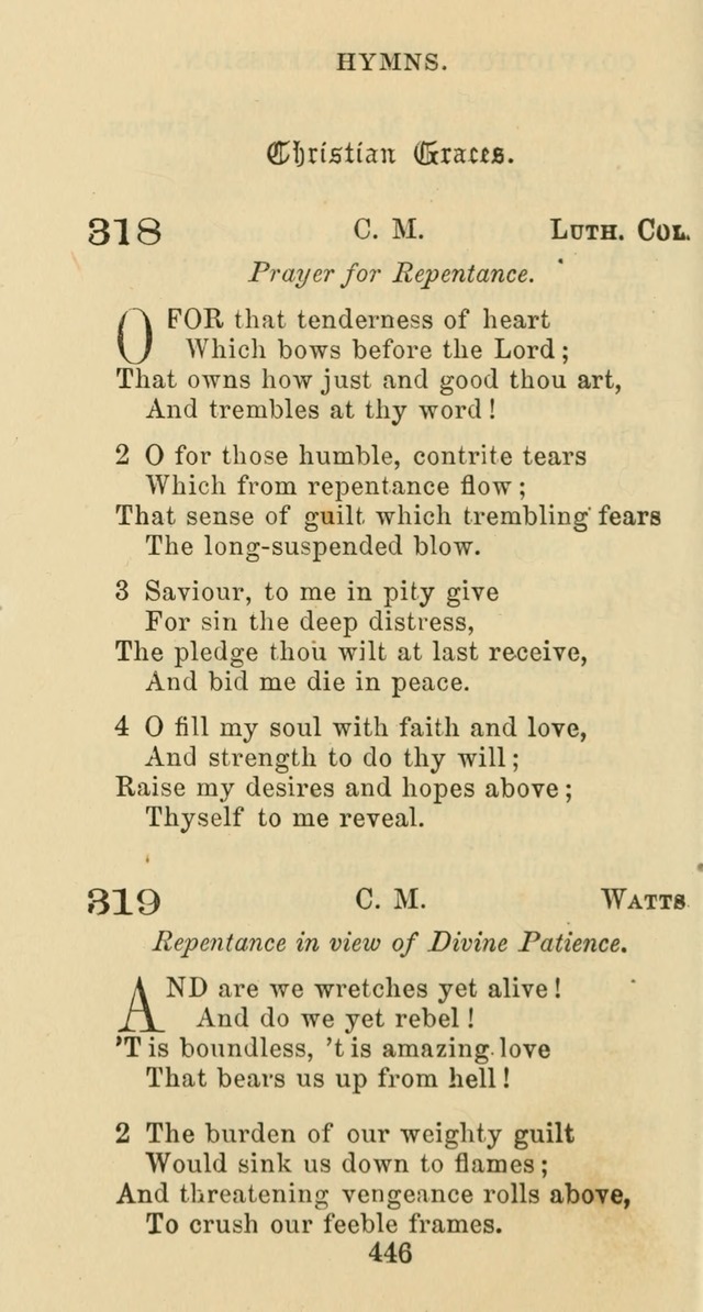 Psalms and Hymns: adapted to social, private and public worship in the Cumberland Presbyterian Chruch page 446