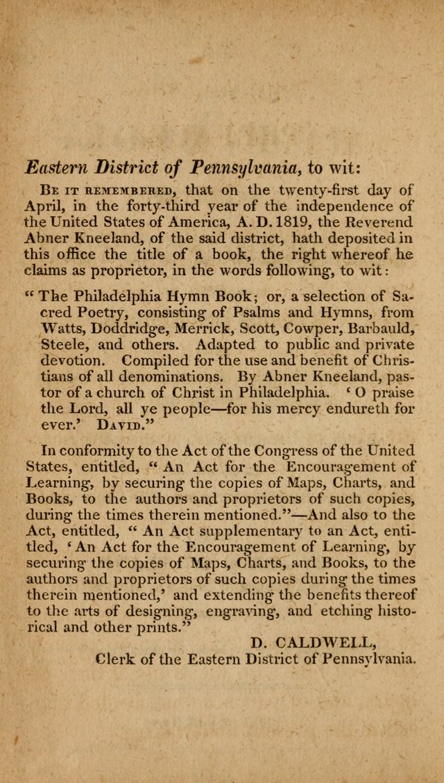 The Philadelphia Hymn Book; or, a selection of sacred poetry, consisting of psalms and hymns from Watts...and others, adapted to public and private devotion page 9